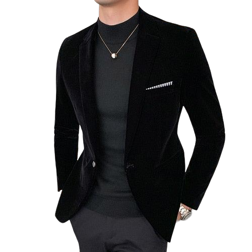 Blazer Veludo Slim Casual Preto