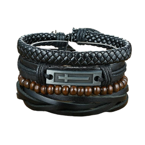 Kit Conjunto de 4 Pulseiras de Couro 2