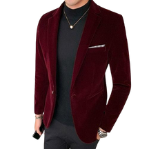 Blazer Veludo Slim Casual Vermelho