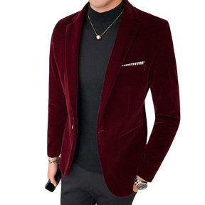 Blazer Veludo Slim Casual Vermelho