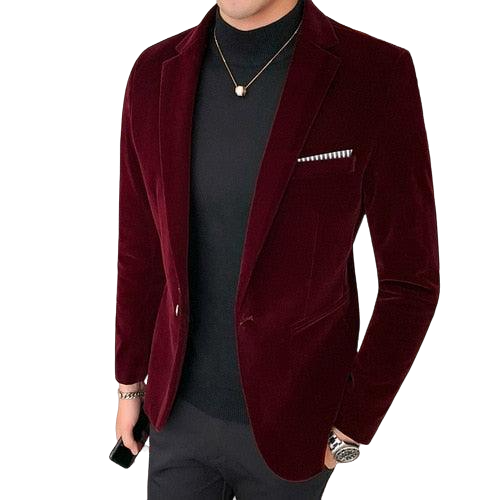 Blazer Veludo Slim Casual Vermelho