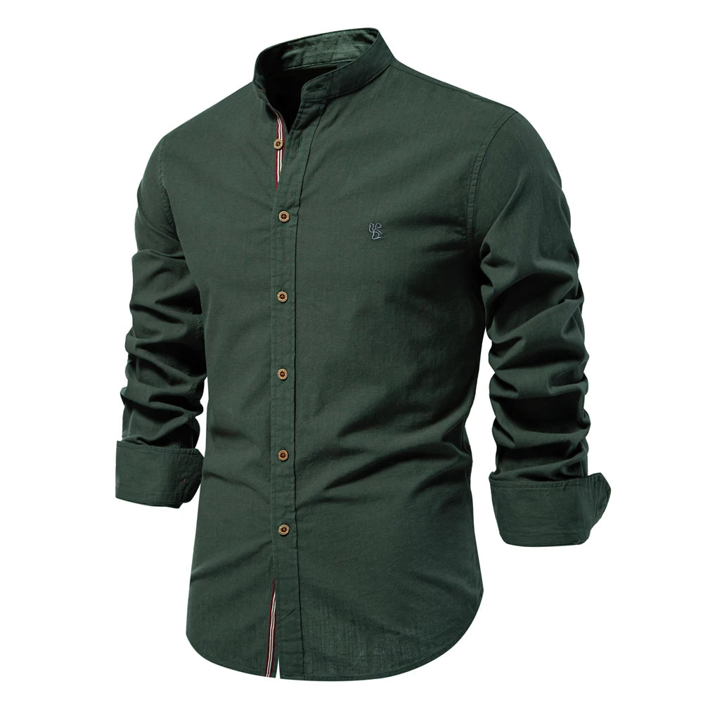 Camisa Social de Algodão Egípcio Manga Longa Riviera® Verde Militar