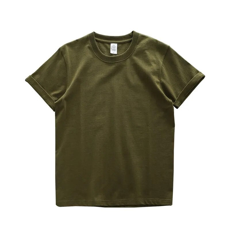 Camiseta Básica de Algodão Verde Militar