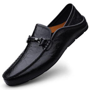 Mocassim Masculino de Couro Slip-On London Preto