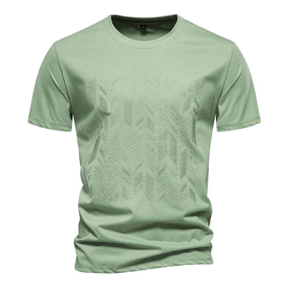 Camiseta Masculina Manga Curta Algodão com Bordado Verde