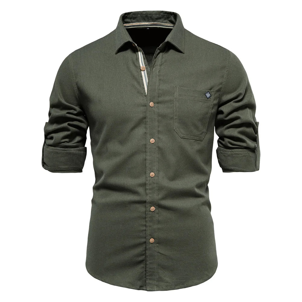 Camisa Social de Algodão Solid Riviera® Verde Militar