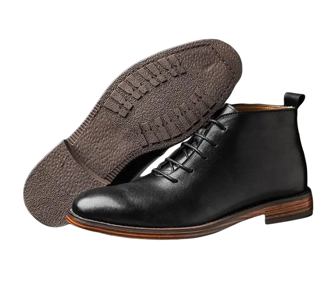 Bota de Couro Chelsea Vintage Preto