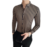 Camisa Social Masculina Slim Fit Cardano Cáqui Claro