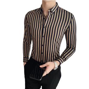 Camisa Social Masculina Slim Fit Cardano Cáqui Claro