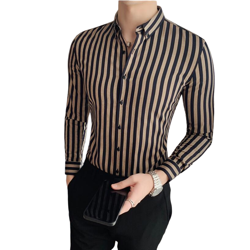 Camisa Social Masculina Slim Fit Cardano Cáqui Claro