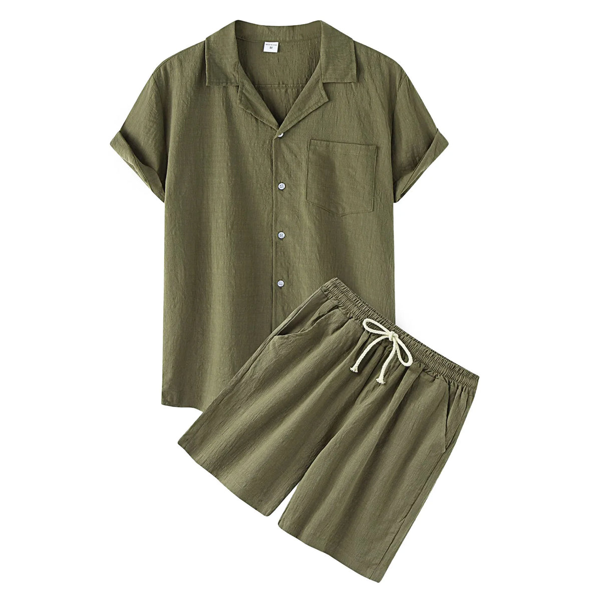 Conjunto Camisa e Bermuda de Praia Madri Verde Militar