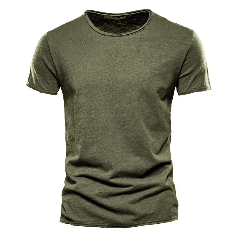 Camiseta Básica de Algodão Leve & Confortável Verde Militar