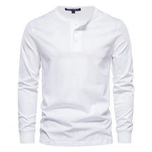 Camiseta Masculina Gola Henley Manga Longa Branco