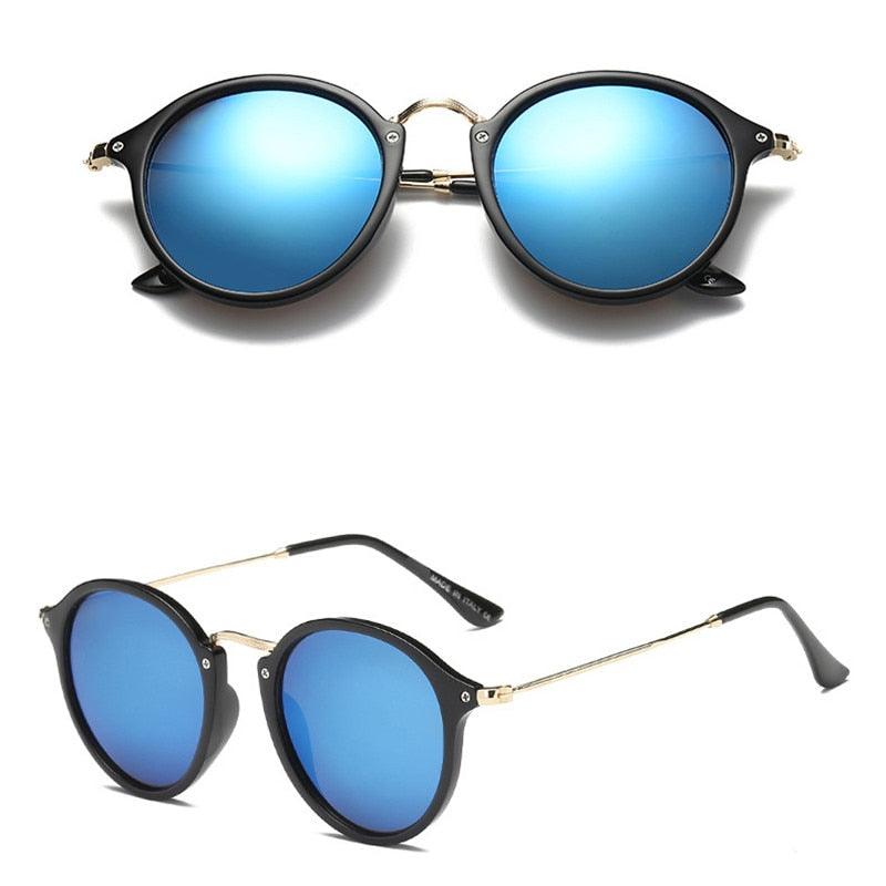 Óculos Sunglasses Round Bridge Preto Azul