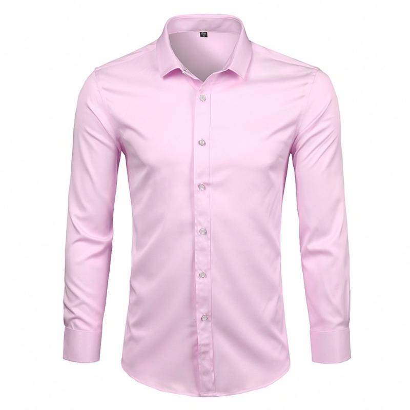 Camisa Social Lisa Conforto Anti Amassado Sport Fino Rosa