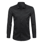 Camisa Social Lisa Conforto Anti Amassado Sport Fino Preto