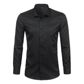 Camisa Social Lisa Conforto Anti Amassado Sport Fino Preto